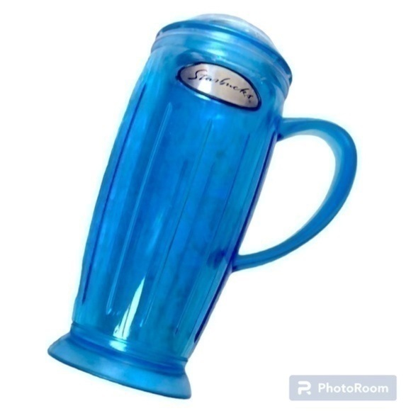 2001 Starbucks 16oz Barista Blue Retro Rocket Tumbler - Picture 1 of 6